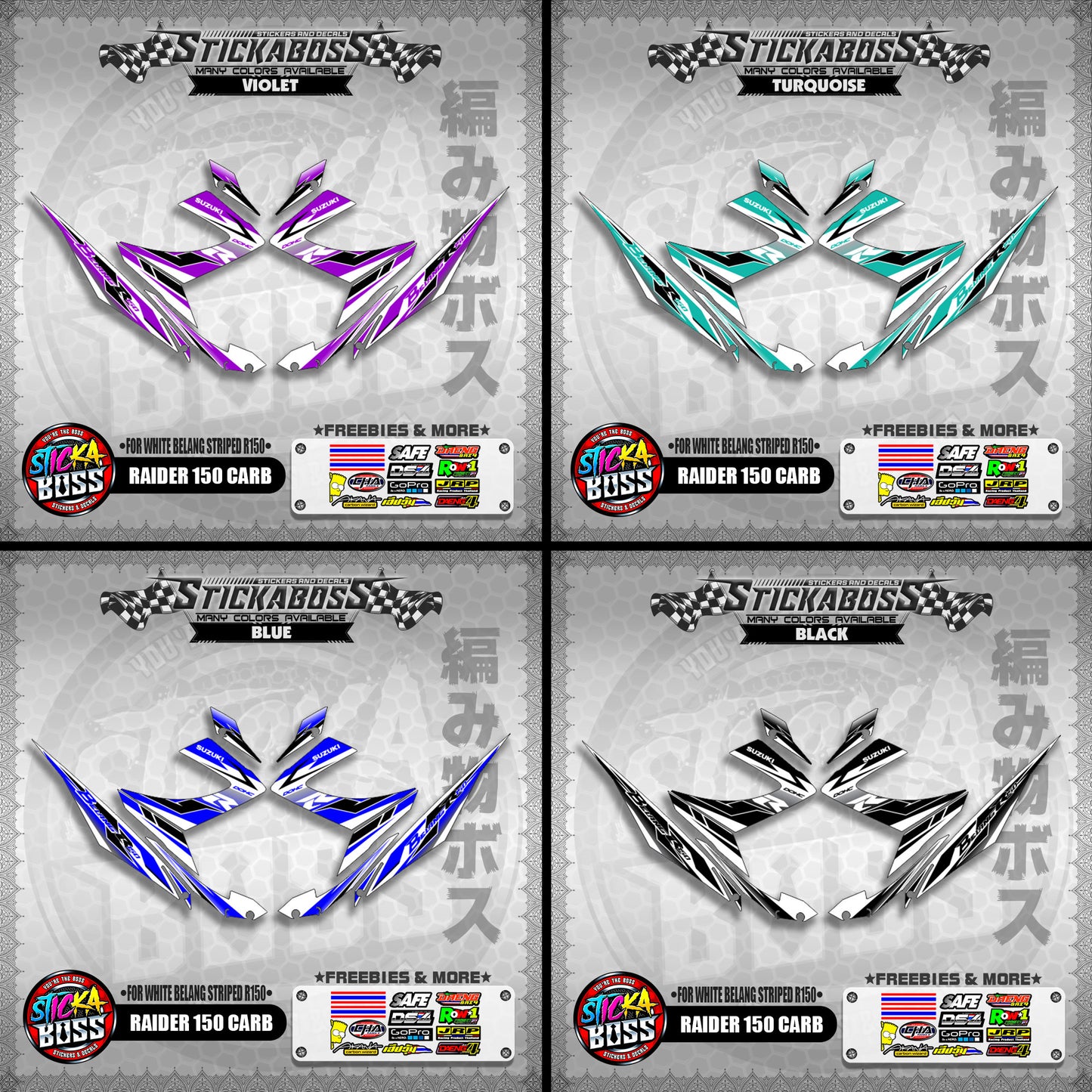 RAIDER 150 CARB STICKER DECALS ( FOR WHITE BELANG STRIPED R150 )【WITH FREEBIES】