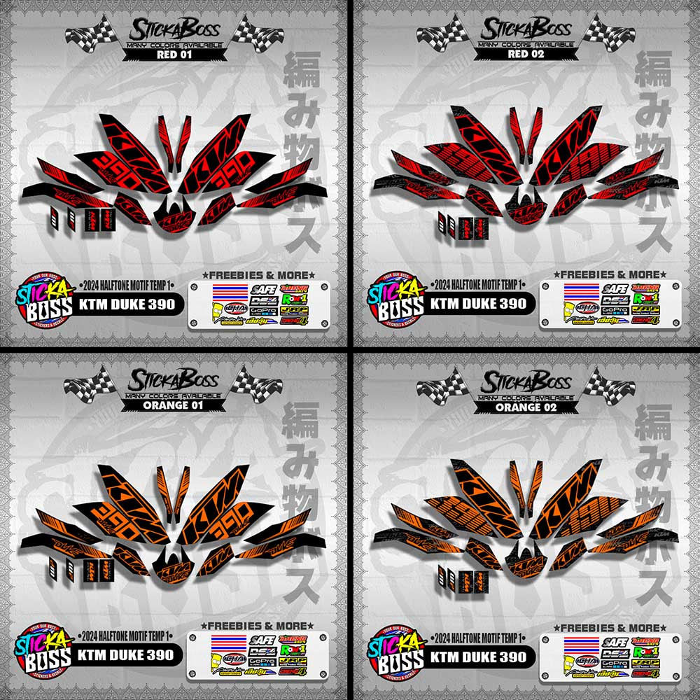 KTM DUKE 390 STICKER DECALS ( 2024 HALFTONE MOTIF TEMP 1 )【WITH FREEBIES】