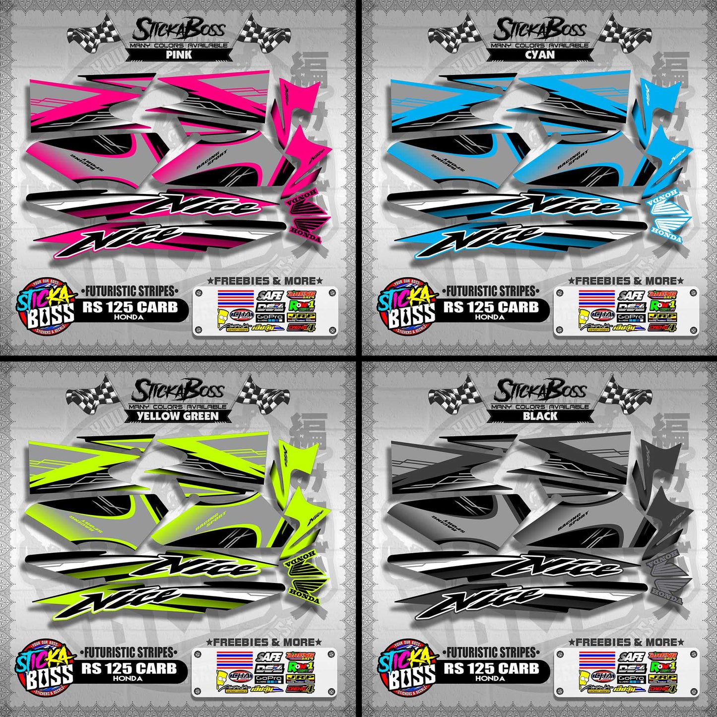RS 125 THAI DECALS ( FUTURISTIC STRIPES )【WITH FREEBIES】