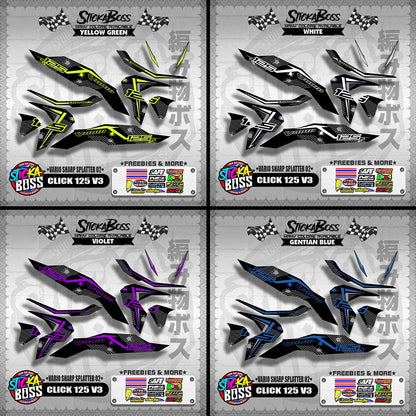 CLICK 125 V3 DECALS ( VARIO SHARP SPLATTER 02 )【WITH FREEBIES】
