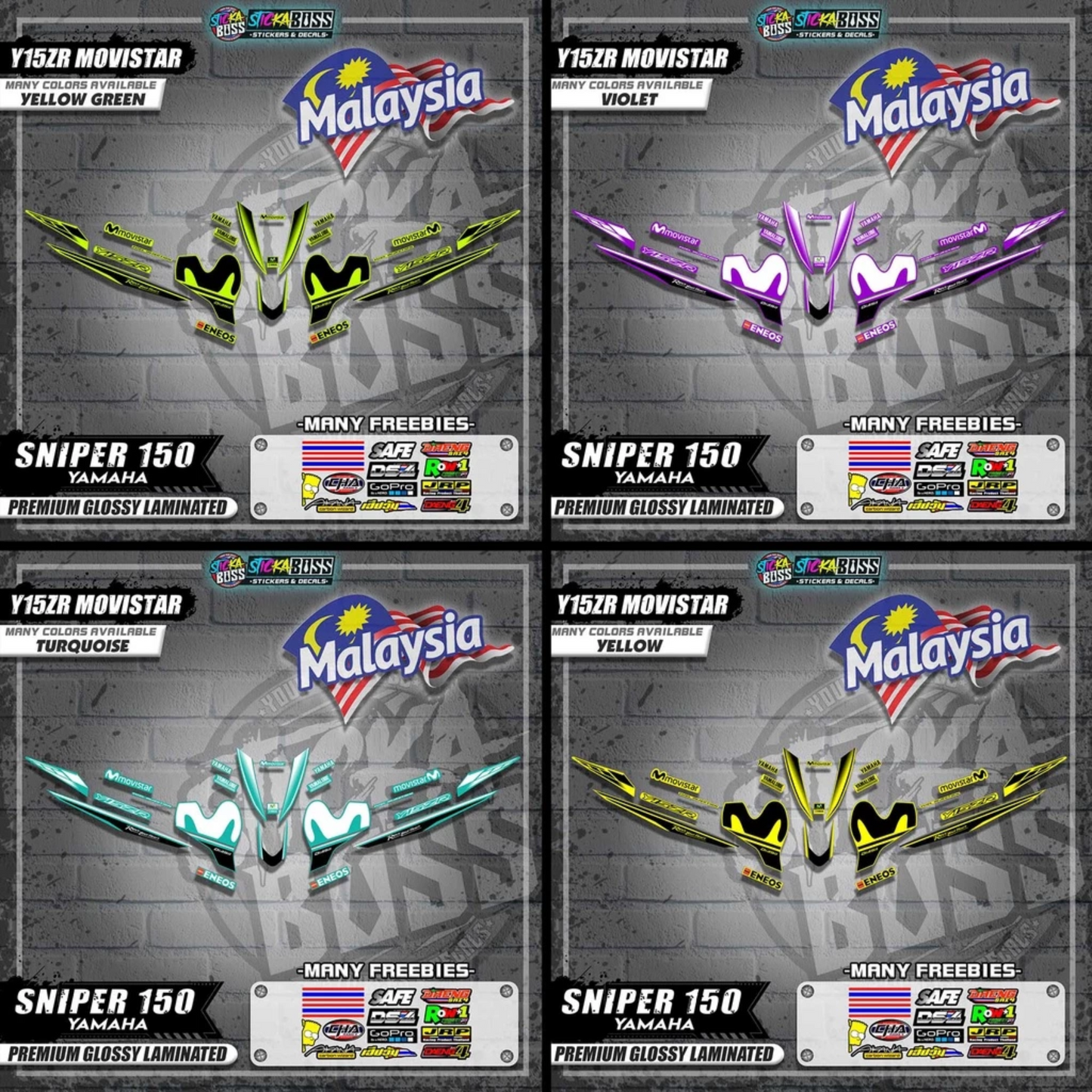 Sniper 150 Malaysian Decals ( Y15ZR MOVISTAR )【WITH FREEBIES】Malaysia Concept