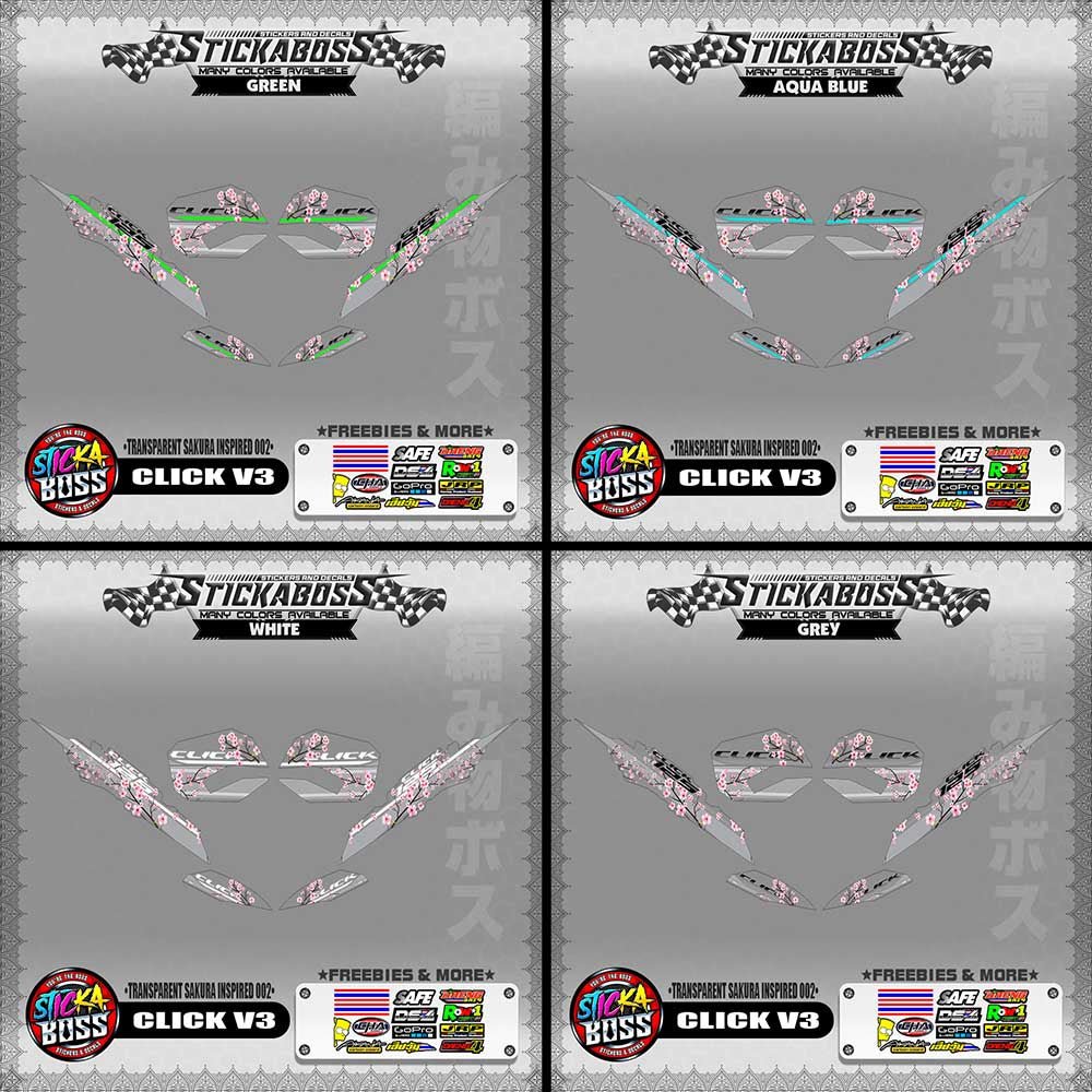 【PREMIUM UV PRINT】TRANSPARENT CLICK V3 DECALS ( SAKURA INSPIRED 002 )【WITH FREEBIES】