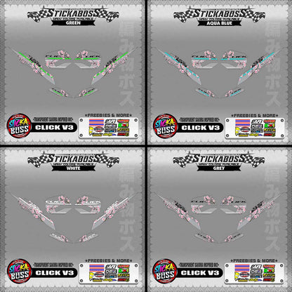 【PREMIUM UV PRINT】TRANSPARENT CLICK V3 DECALS ( SAKURA INSPIRED 002 )【WITH FREEBIES】