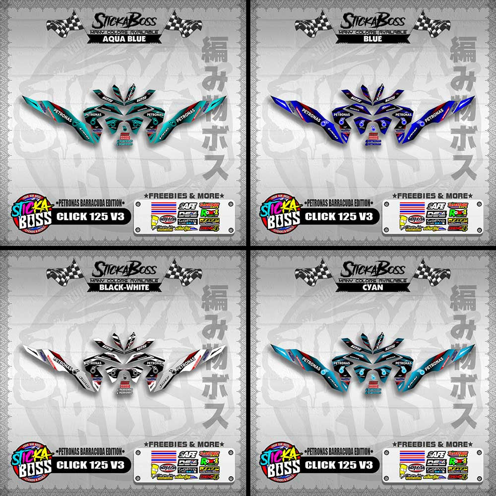 CLICK 125 V3 DECALS ( PETRONAS BARRACUDA EDITION )【WITH FREEBIES】