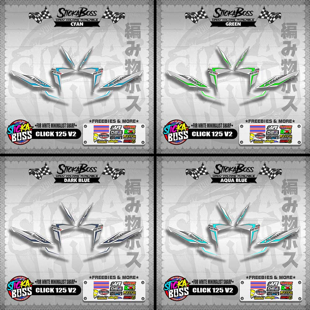 CLICK 125 V2 DECALS ( FOR WHITE MINIMALIST SHARP )【WITH FREEBIES】