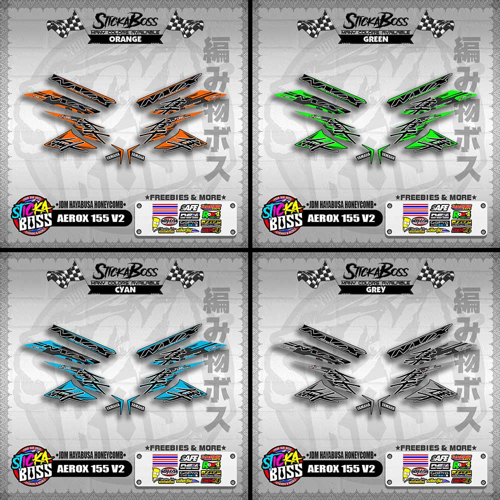 AEROX 155 V2 DECALS ( JDM HAYABUSA HONEYCOMB )【WITH FREEBIES】