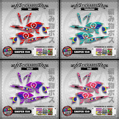 SNIPER 150 MALAYSIAN STICKER DECALS ( BUDDHA FLAG )【WITH FREEBIES】