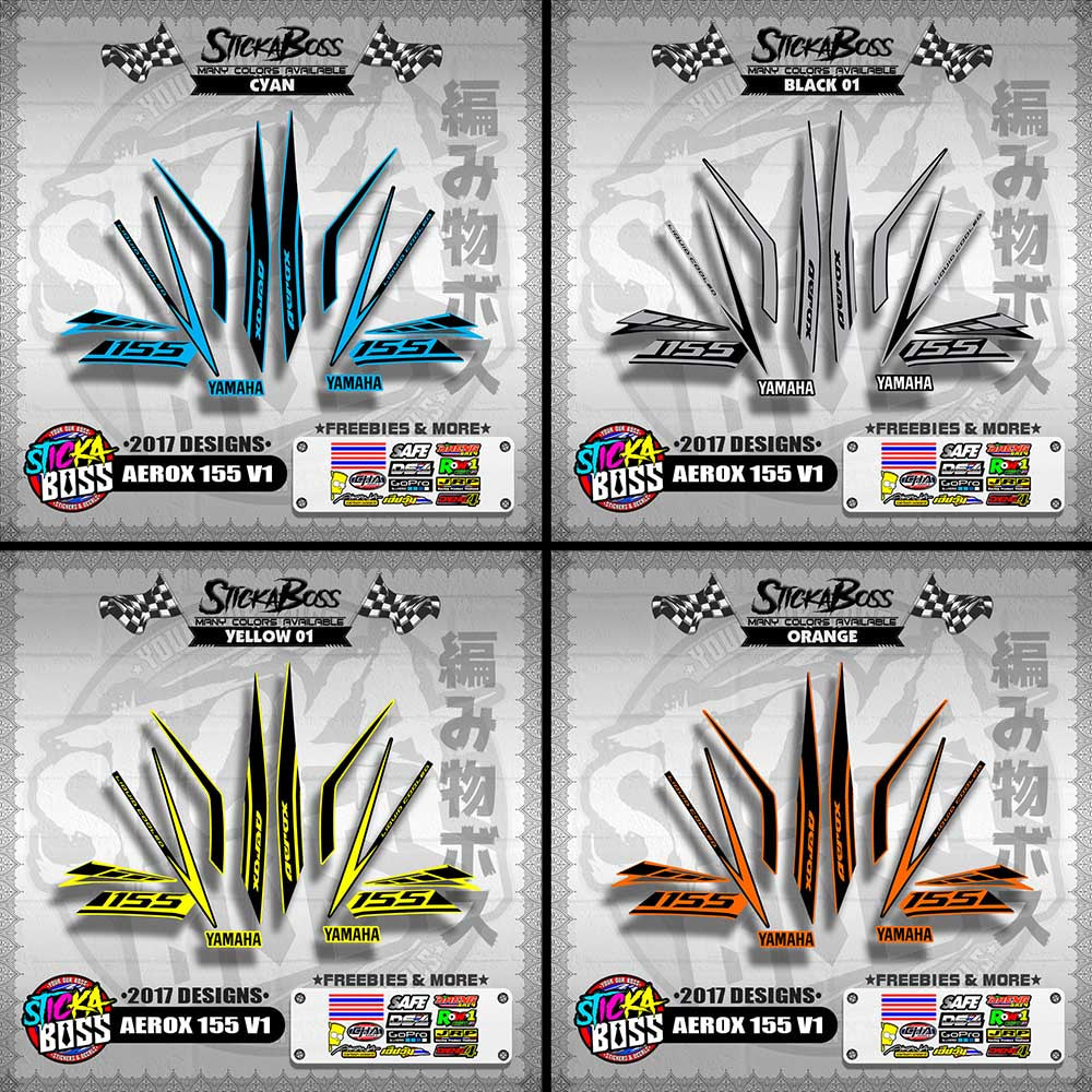 AEROX 155 V1 STOCK DECALS ( 2017 DESIGNS ) 【WITH FREEBIES】