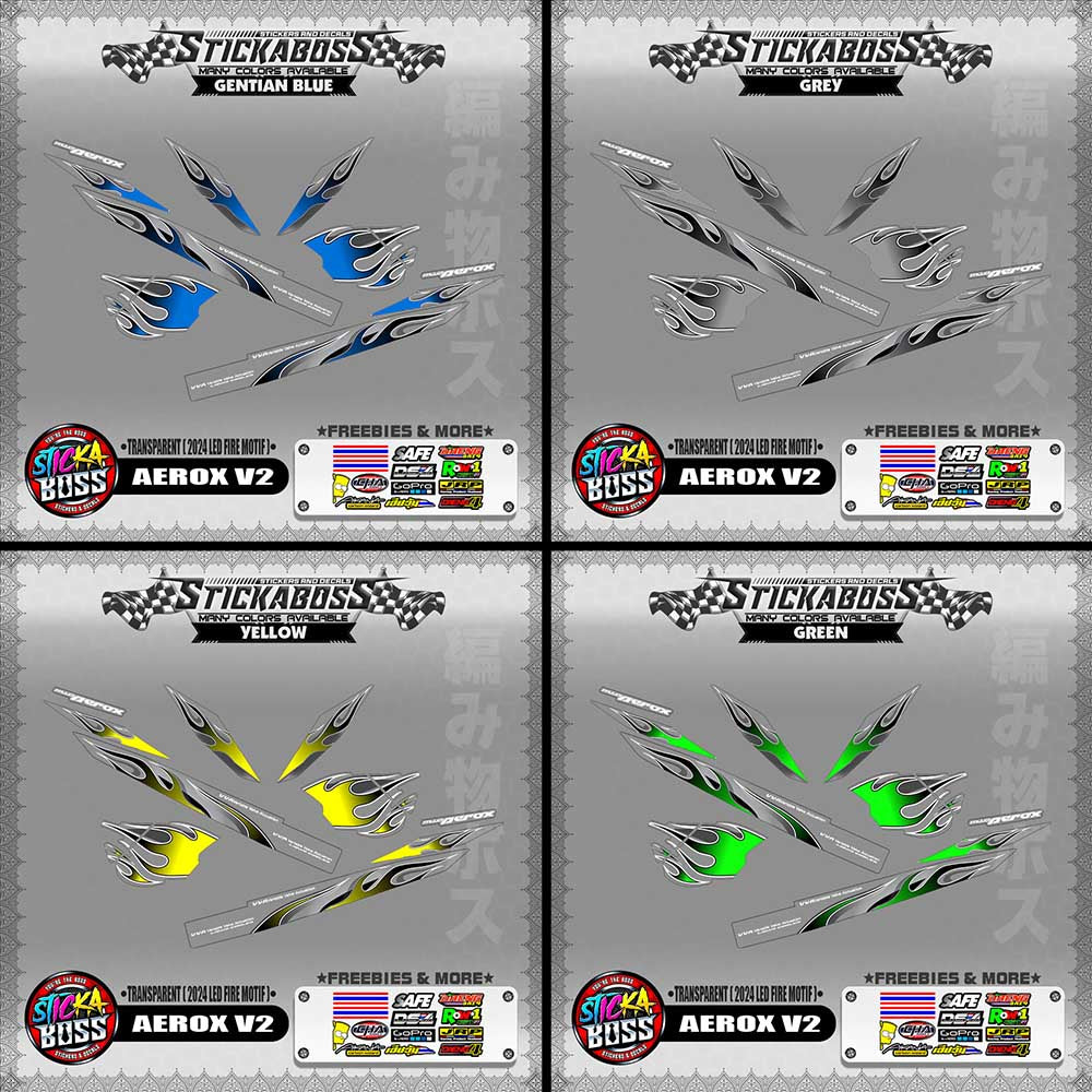 [ PREMIUM UV PRINT ] TRANSPARENT AEROX V2 DECALS ( 2024 LED FIRE MOTIF )【WITH FREEBIES】