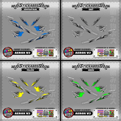 [ PREMIUM UV PRINT ] TRANSPARENT AEROX V2 DECALS ( 2024 LED FIRE MOTIF )【WITH FREEBIES】