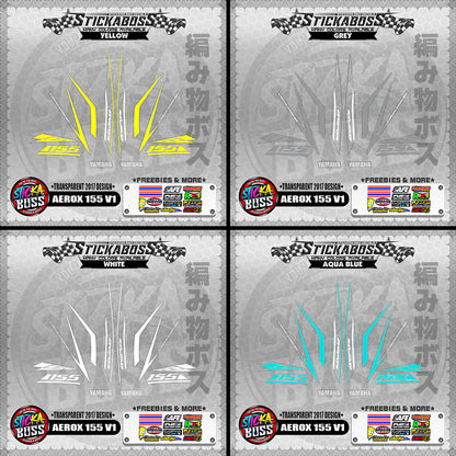 【PREMIUM UV PRINT】TRANSPARENT AEROX 155 V1 STOCK DECALS ( 2017 DESIGNS )【WITH FREEBIES】