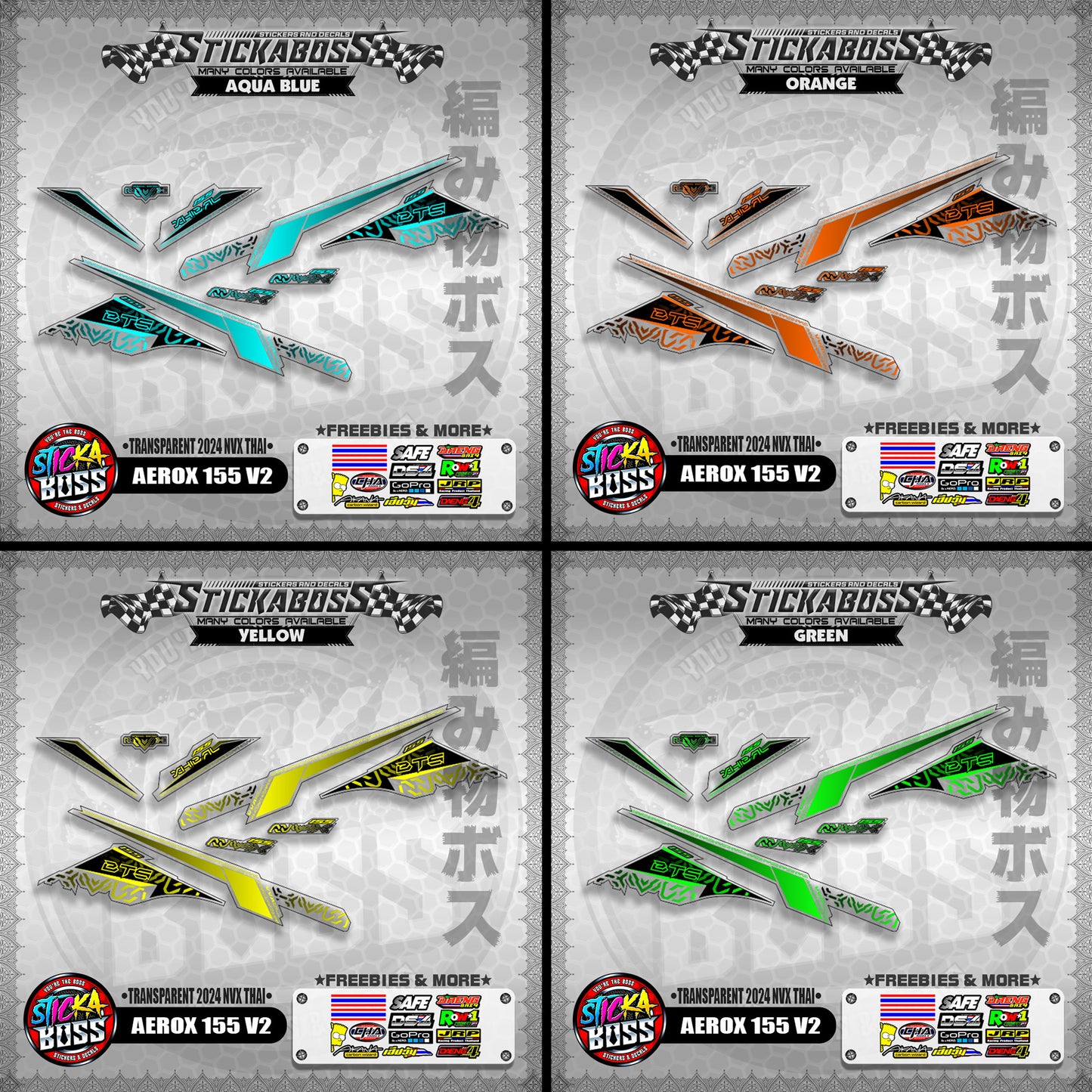 TRANSPARENT AEROX 155 V2 STICKER DECALS ( TRANSPARENT 2024 NVX THAI )【WITH FREEBIES】