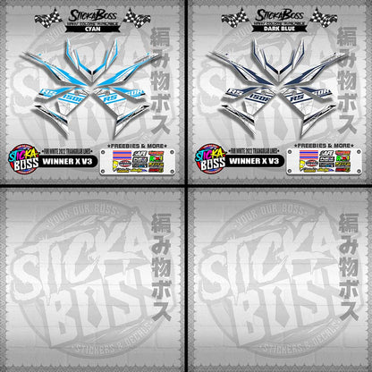 WINNER X V3 DECALS ( FOR WHITE 2022 TRIANGULAR LINES )【WITH FREEBIES】