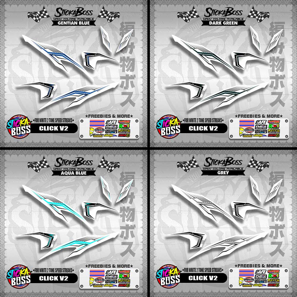 CLICK V2 DECALS ( FOR WHITE 2 TONE SPEED STREAKS ) [ PREMIUM GLOSSY LAMINATED ]【WITH FREEBIES】