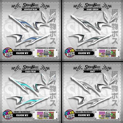 CLICK V2 DECALS ( FOR WHITE 2 TONE SPEED STREAKS ) [ PREMIUM GLOSSY LAMINATED ]【WITH FREEBIES】