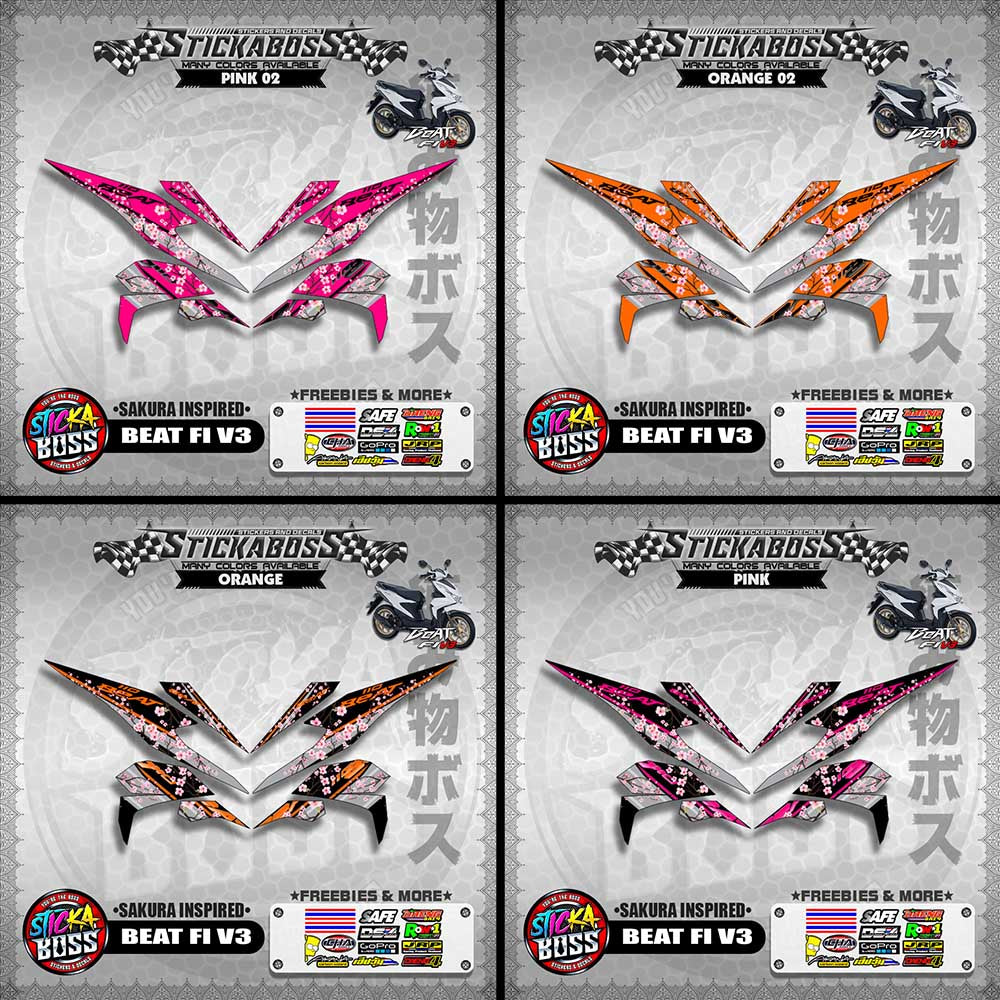 BEAT V3 STICKER DECALS ( SAKURA INSPIRED )【WITH FREEBIES】