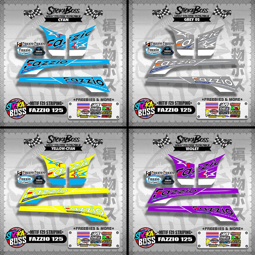 FAZZIO 125 DECALS ( MITIF FZ9 STRIPING )【WITH FREEBIES】