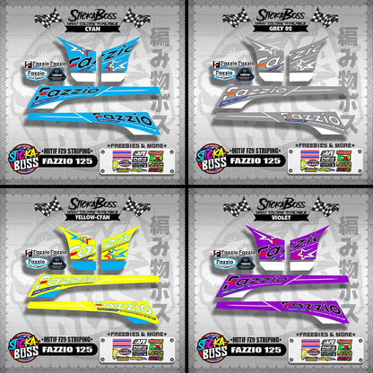 FAZZIO 125 DECALS ( MITIF FZ9 STRIPING )【WITH FREEBIES】