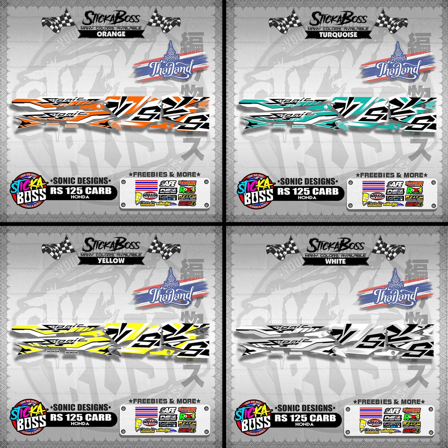 RS 125 CARB THAI DECALS ( SONIC DESIGNS )【WITH FREEBIES】