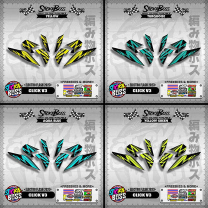 CLICK V3 DECALS ( ELECTRO FLASH 2023 ) [ PREMIUM GLOSSY LAMINATED ]【WITH FREEBIES】