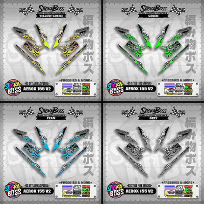 AEROX 155 V2 DECALS ( US STYLE FIRE SPECIAL )【WITH FREEBIES】
