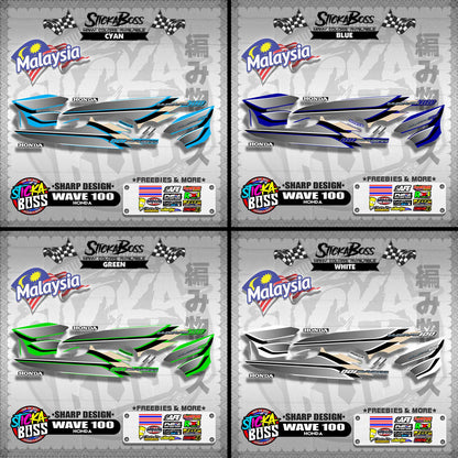 HONDA WAVE 100 MALAYSIAN DECALS ( SHARP DESIGN )【WITH FREEBIES】