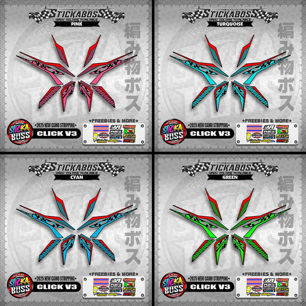 CLICK V3 STICKER DECALS ( 2025 NEW CAMO STRIPPING )【WITH FREEBIES】