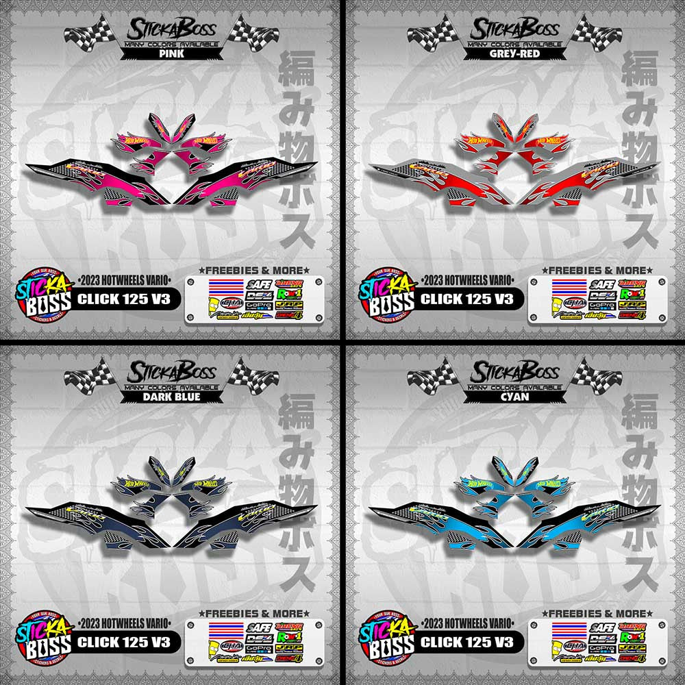 CLICK 125 V3 DECALS ( 2023 HOTWHEELS VARIO )【WITH FREEBIES】