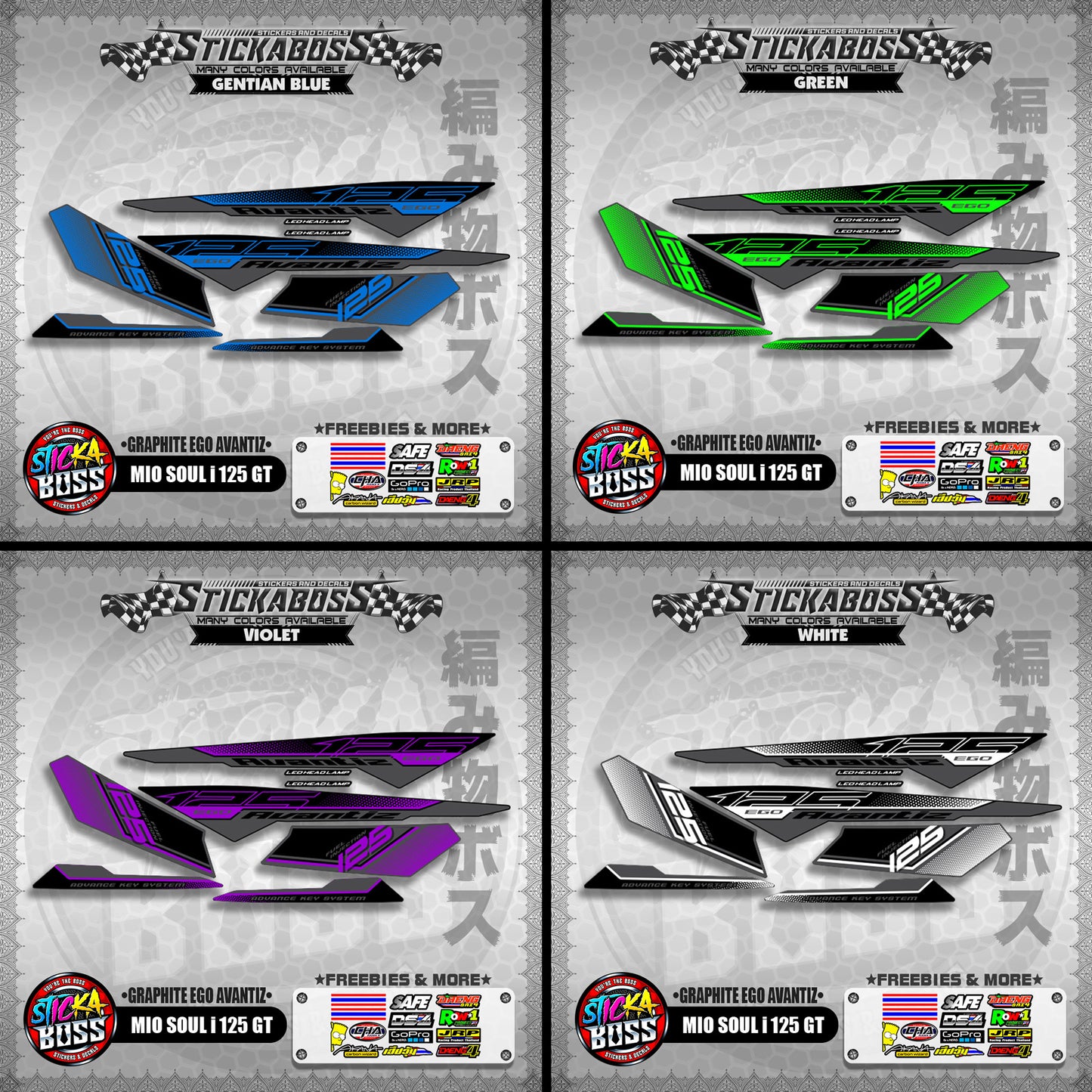 MIO SOUL I 125 GT STICKER DECALS ( GRAPHITE EGO AVANTIZ )【WITH FREEBIES】