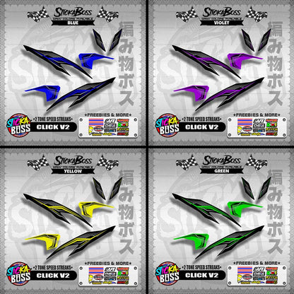 CLICK V2 DECALS ( 2 TONE SPEED STREAKS )【WITH FREEBIES】