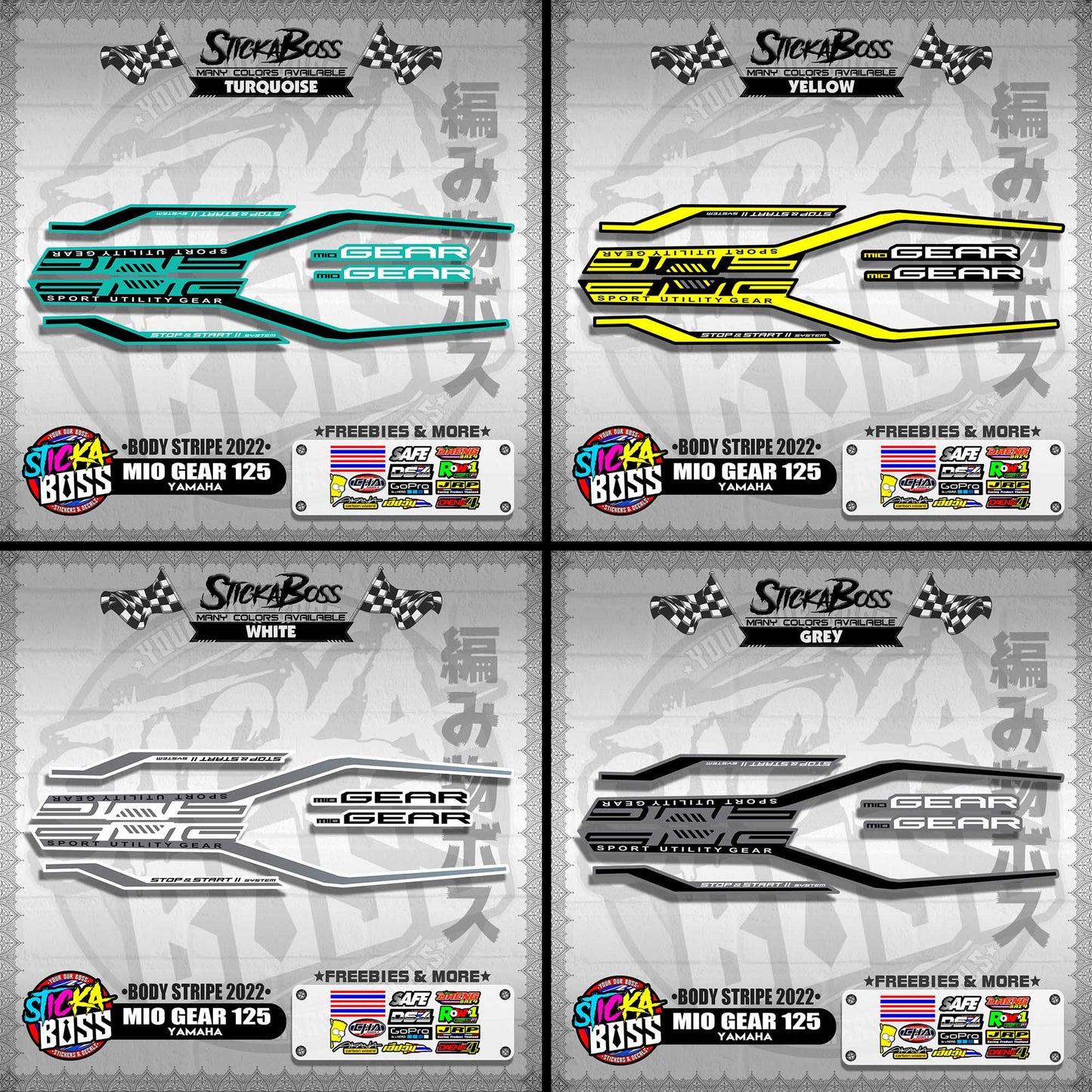 MIO GEAR 125 DECALS ( BODY STRIPE 2022 )【WITH FREEBIES】