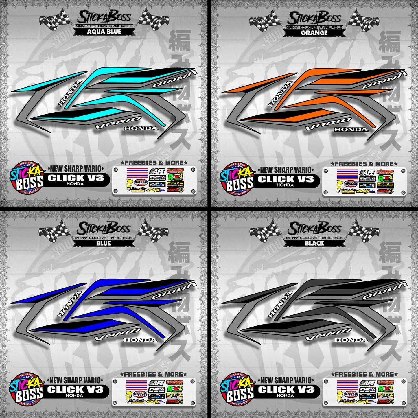 CLICK V3 DECALS ( NEW SHARP VARIO )【WITH FREEBIES】