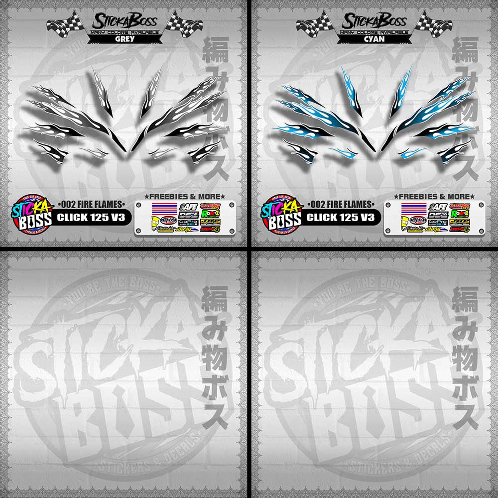 CLICK 125 V3 DECALS ( 002 FIRE FLAMES )【WITH FREEBIES】