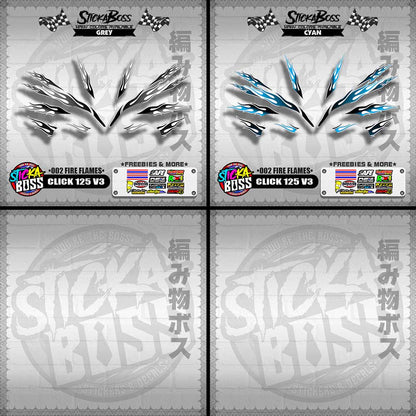 CLICK 125 V3 DECALS ( 002 FIRE FLAMES )【WITH FREEBIES】
