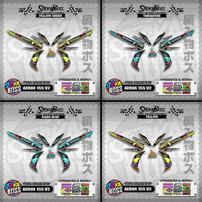 AEROX 155 V2 DECALS ( PETRONAS BARRACUDA EDITION )【WITH FREEBIES】