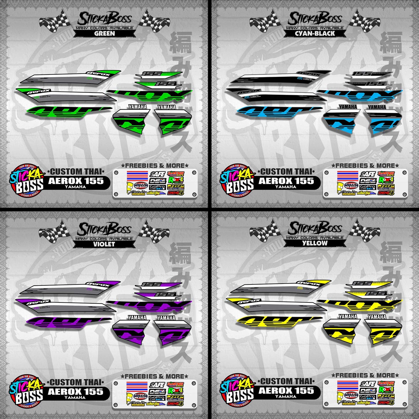 AEROX 155 DECALS ( CUSTOM THAI )【WITH FREEBIES】