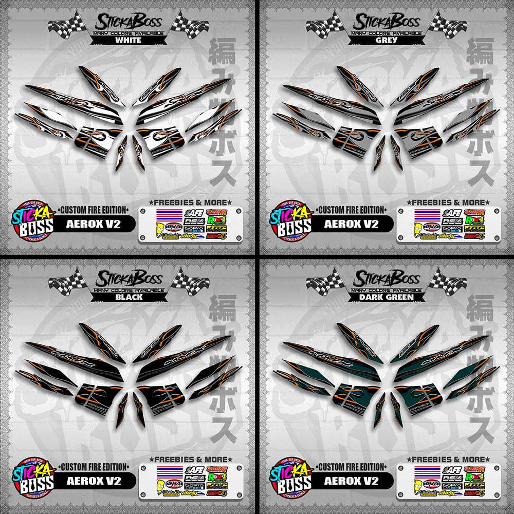 AEROX V2 DECALS ( CUSTOM FIRE EDITION )【WITH FREEBIES】