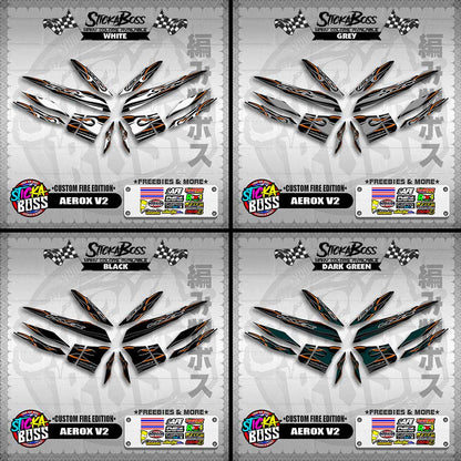 AEROX V2 DECALS ( CUSTOM FIRE EDITION )【WITH FREEBIES】