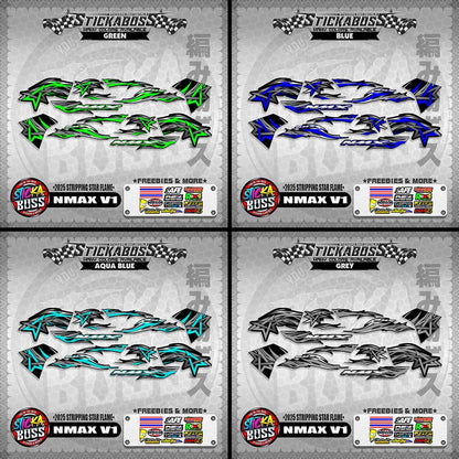 NMAX V1 STICKER DECALS ( 2025 STRIPPING STAR FLAME )【WITH FREEBIES】