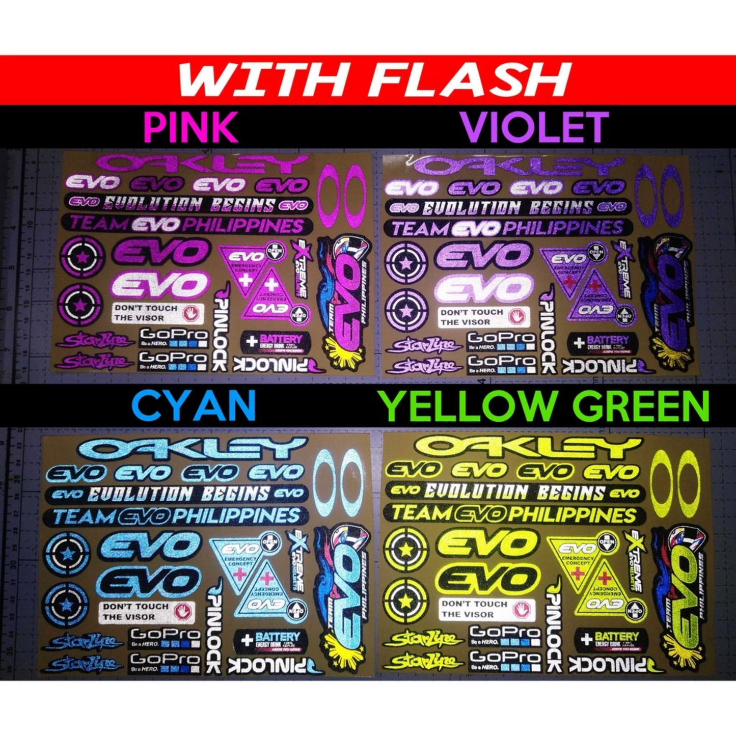 EVO REFLECTORIZED HELMET VISOR STICKERS【DIFFERENT COLORS / THICKER QUALITY / HD PRINTOUT】
