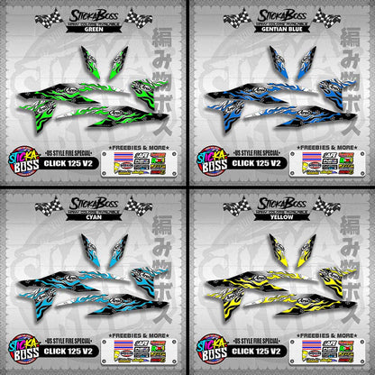 CLICK 125 V2 DECALS ( US STYLE FIRE SPECIAL )【WITH FREEBIES】