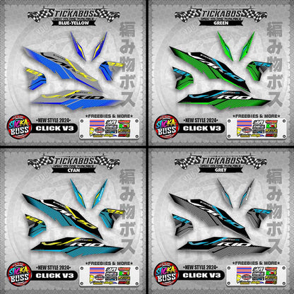CLICK V3 MALAYSIAN CONCEPT STICKER DECALS ( NEW STYLE 2024 )【WITH FREEBIES】