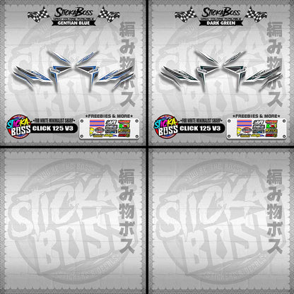 CLICK 125 V3 DECALS ( FOR WHITE MINIMALIST SHARP )【WITH FREEBIES】