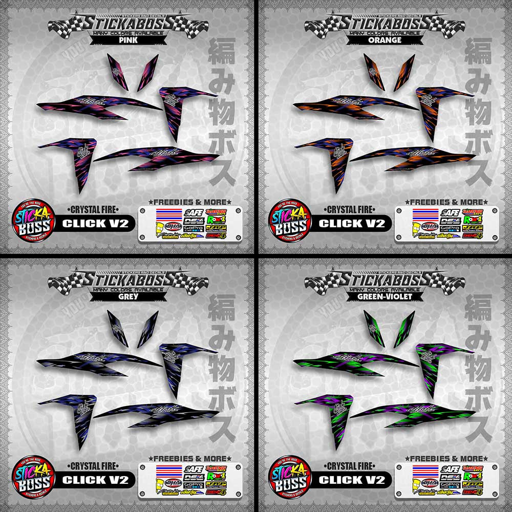 CLICK V2 STICKER DECALS ( CRYSTAL FIRE )【WITH FREEBIES】