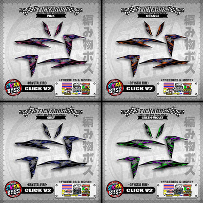 CLICK V2 STICKER DECALS ( CRYSTAL FIRE )【WITH FREEBIES】