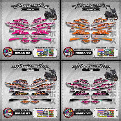 NMAX V2 STICKER DECALS ( SAKURA INSPIRED )【WITH FREEBIES】