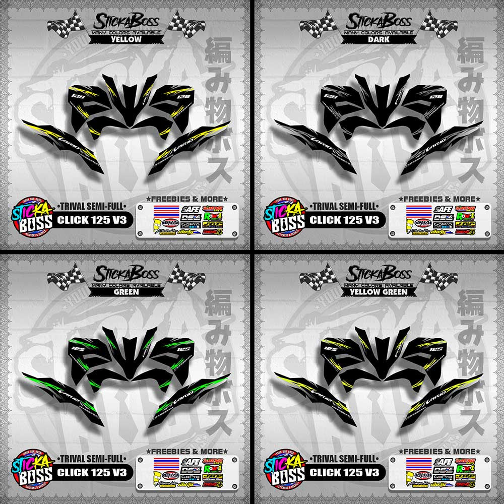 CLICK 125 V3 DECALS ( TRIVAL SEMI-FULL )【WITH FREEBIES】
