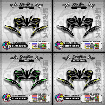 CLICK 125 V3 DECALS ( TRIVAL SEMI-FULL )【WITH FREEBIES】