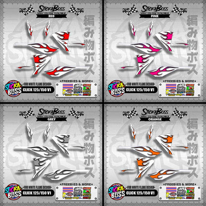 CLICK 125 / 150 V1 DECALS ( FOR WHITE FLAME DESIGN )【WITH FREEBIES】