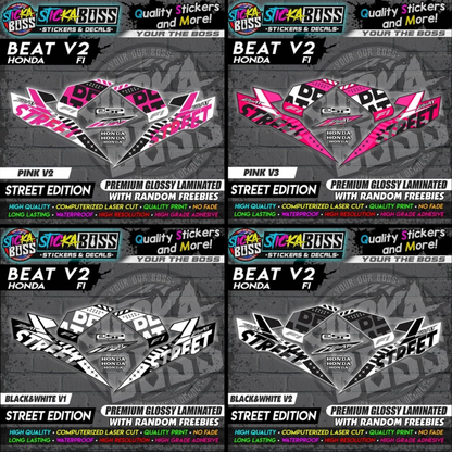 Honda Beat Fi V2 Stock Decals (Street Edition)【PREMIUM GLOSSY LAMINATED】